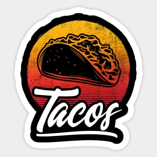 Retro Vintage Tacos Sunset Distressed Style Sticker